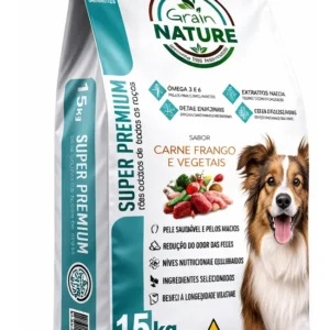 Ração Premium Grain Nature 15kg Ômega 3 E 6 Extrato Yucca