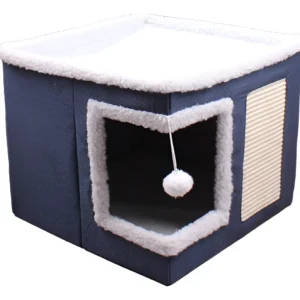 Casinha Para Gatos 2 Andares Dobravel Com Arranhador Sisal