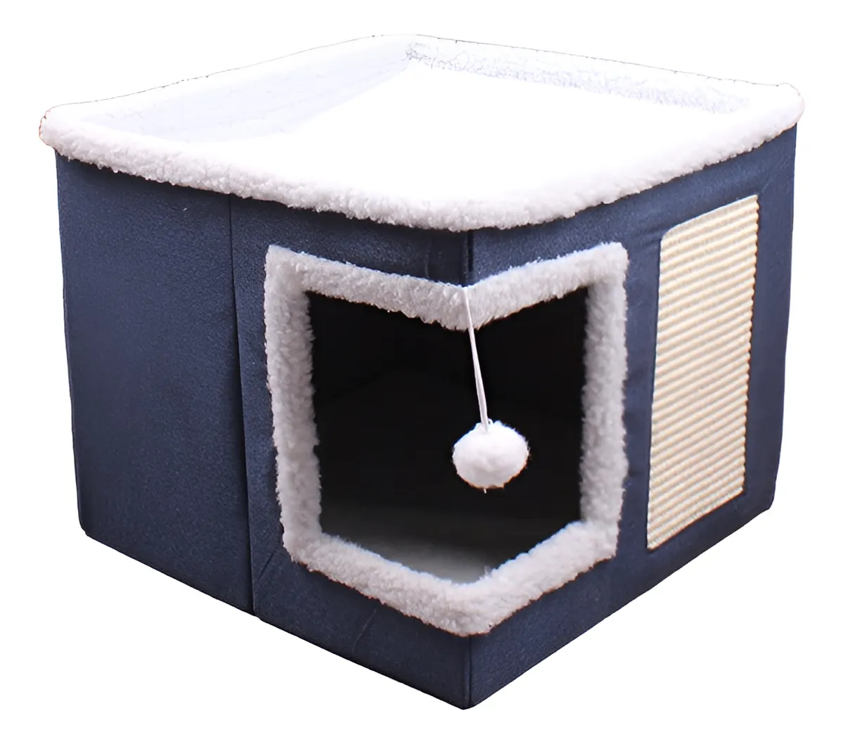 Casinha Para Gatos 2 Andares Dobravel Com Arranhador Sisal