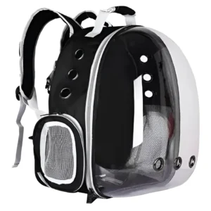 Mochila De Transporte Pet Visão 360 Gato Cão Cor Preta Deko